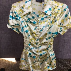 Small Yellow and blue polka dot blouse